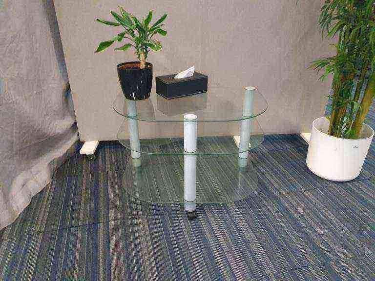 Mobile Glass Coffee Table/Occasional Table for home/office/reception H:59cm D:78.5cm Radius:52cm