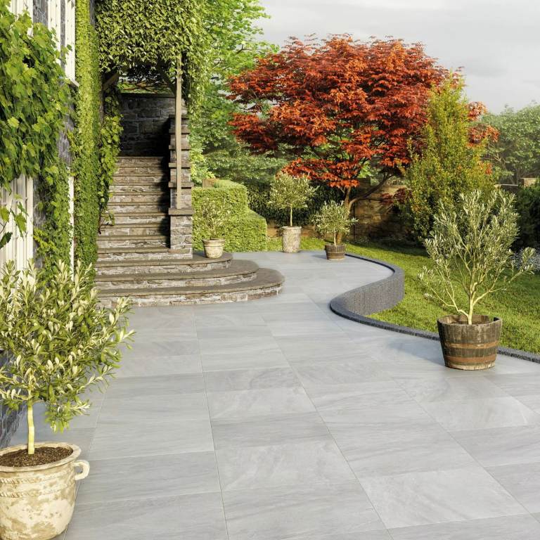 New Unused Light Grey Outdoor Porcelain Paving Tiles/Slabs 600x600x20mm - 9sqm