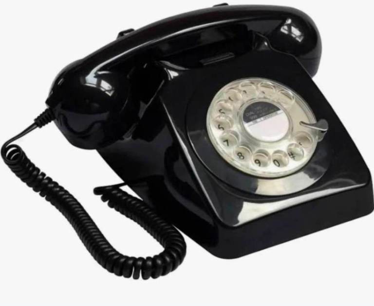 70s style black corded telephone new in box