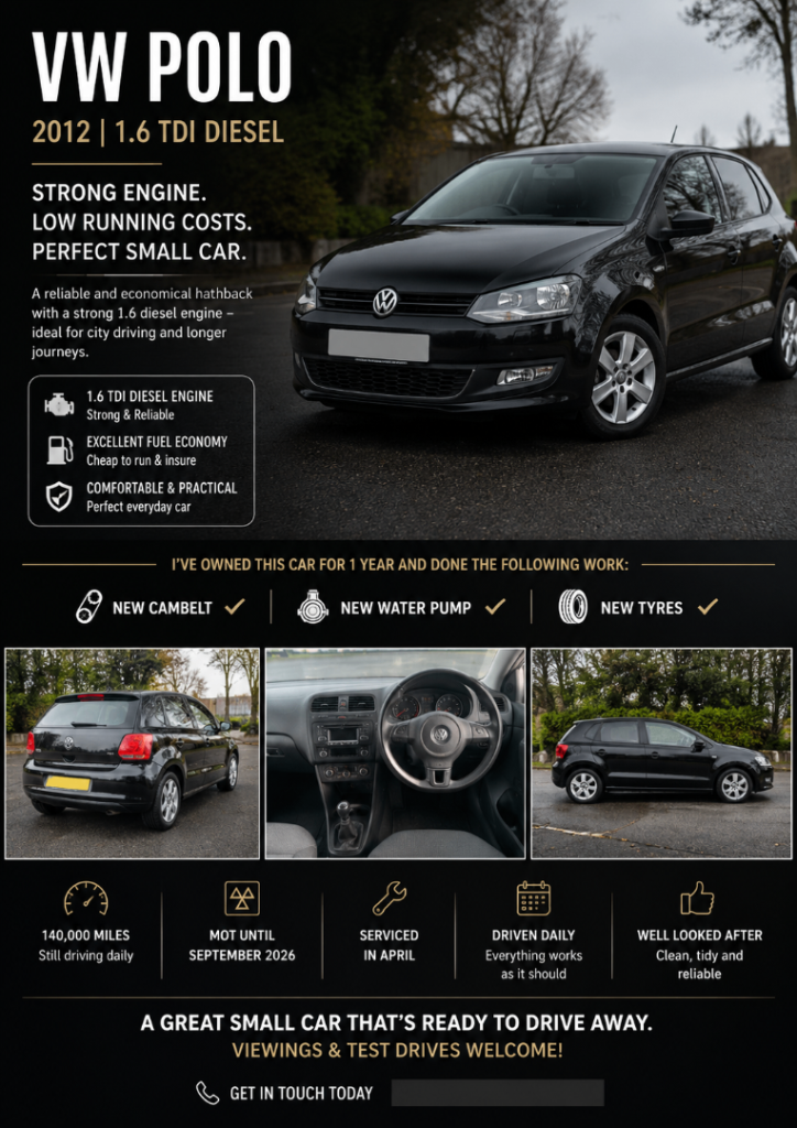Volkswagen, POLO, Hatchback, 2012, Manual, 1598 (cc), 3 doors