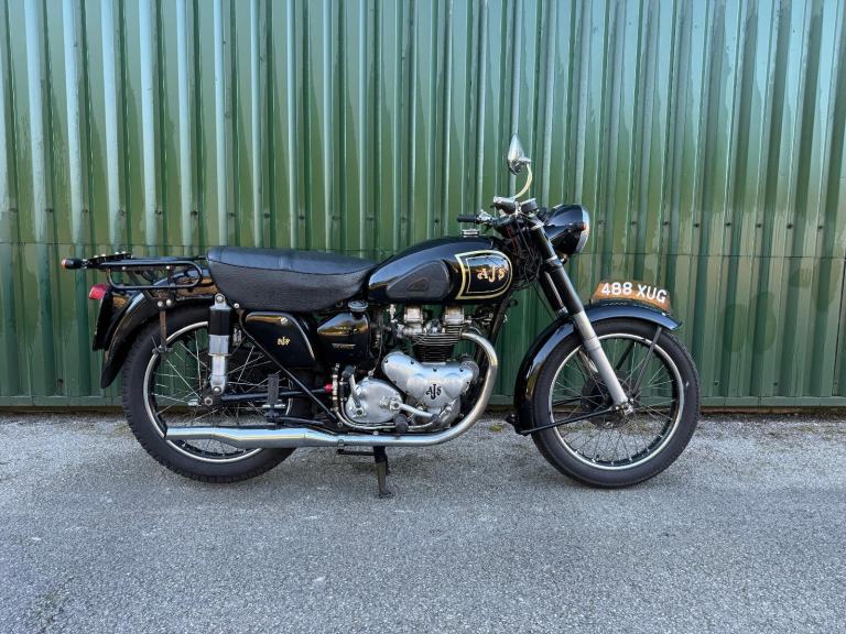 AJS Model [Phone number removed]cc Twin Black Original AJS Panniers Nice Usable Example