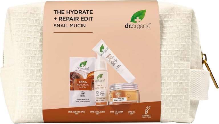 new in packaging - Dr Organic - Snail Mucin The Hydrate & Repair Edit