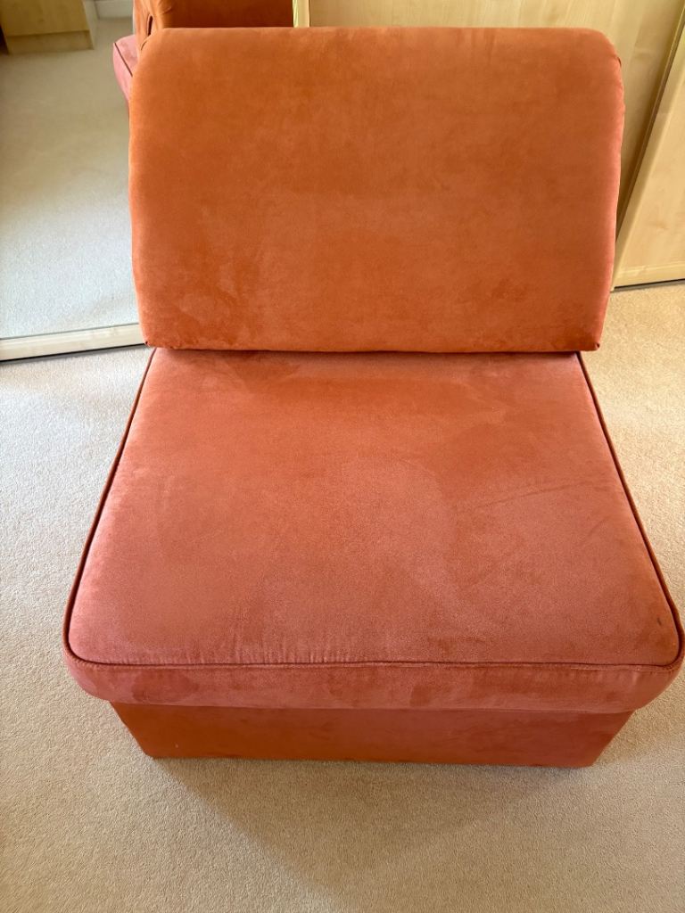 Orange Fabric single sofa Bed / Futon - Good Condition