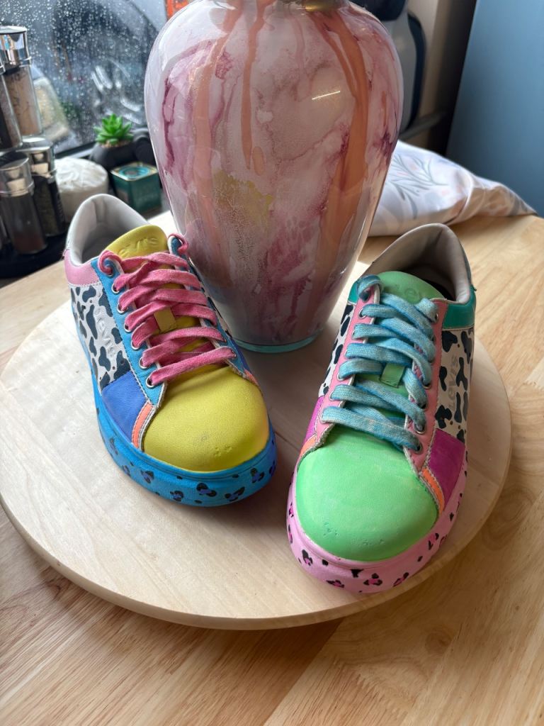 Hand Painted Levi’s Trainers UK 4 – One of a Kind Colourful Custom Sneakers