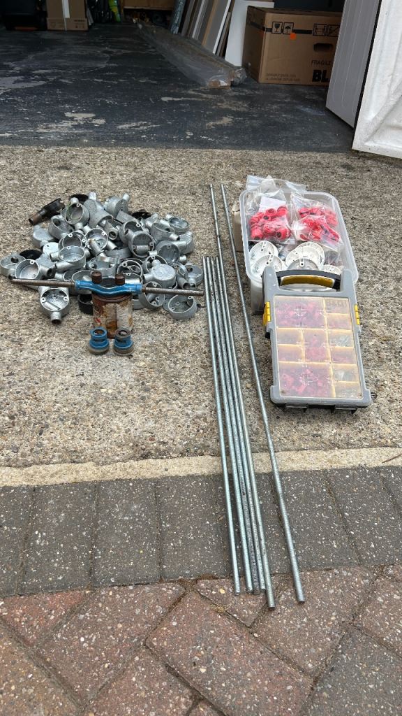 Assorted Electrical Conduit Fittings and Rods – Good Condition