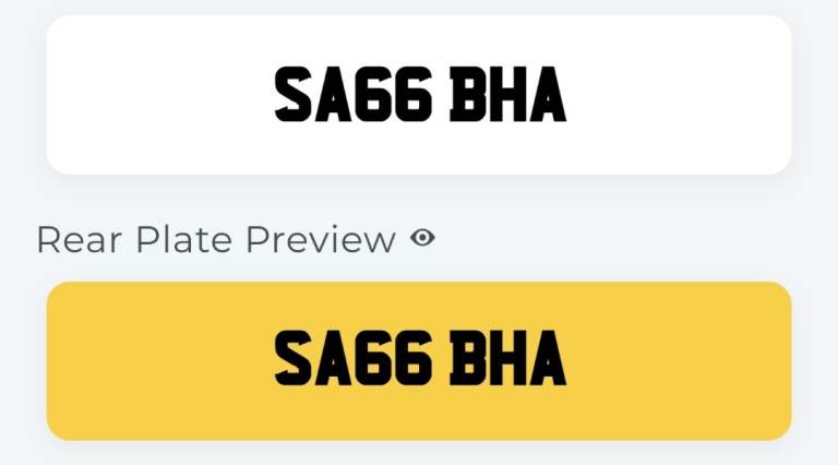 Private number plate sabah, sabha, saba, sabbah (SA66 BHA) muslim asian name