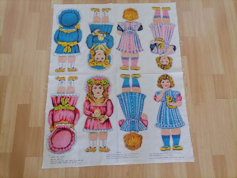 Rare  Museum Antique Repro 1916 SAMUEL FINBURGH #2 HRM HULBERT FABRICS : 4 Rag Dolls Cut/Sew Panel. 