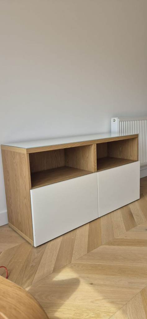 As new IKEA white/oak cabinet