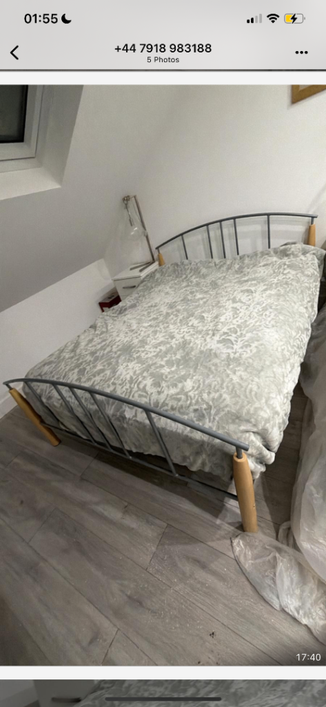 Double metal bed with matress