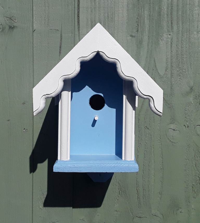 Lovely Blue and White Wooden Bird Box - As Good As New