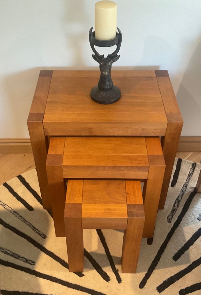 Solid Wood Nest of Tables – Good Condition