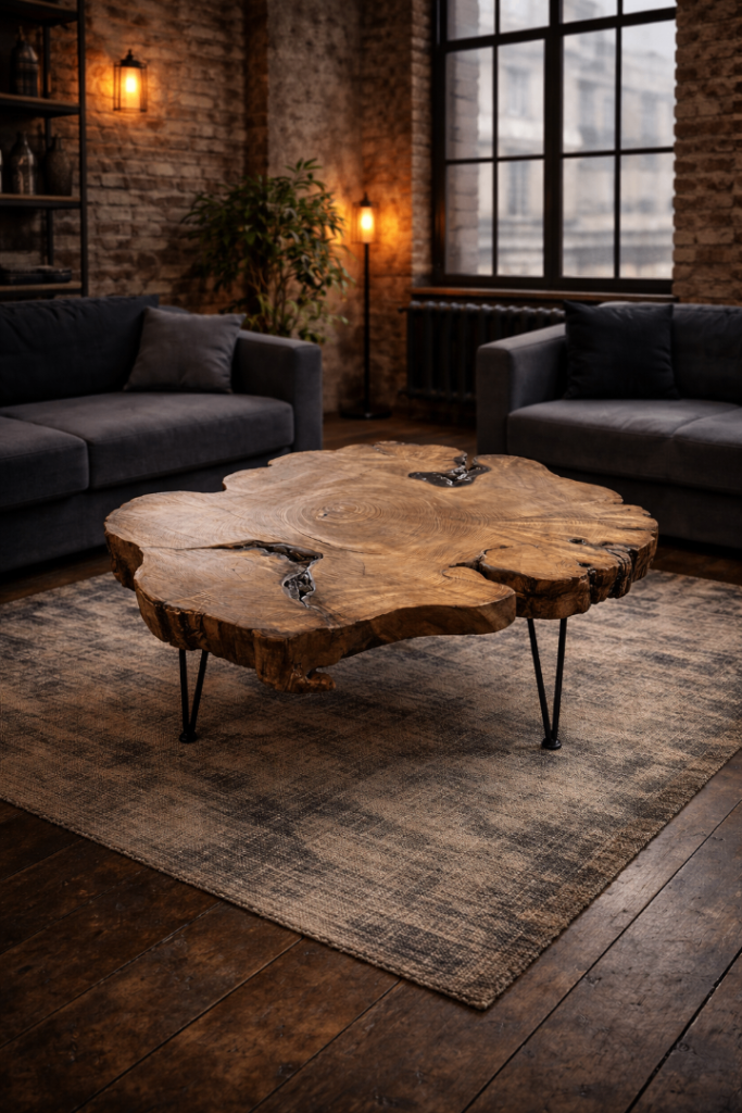 Coffee table / wooden top / acacia