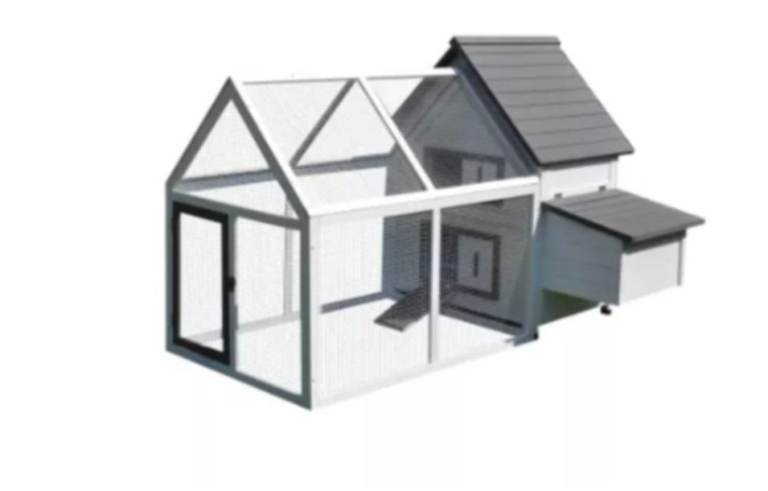 PawHut Wooden Chicken Coop with Run and Nesting Box
