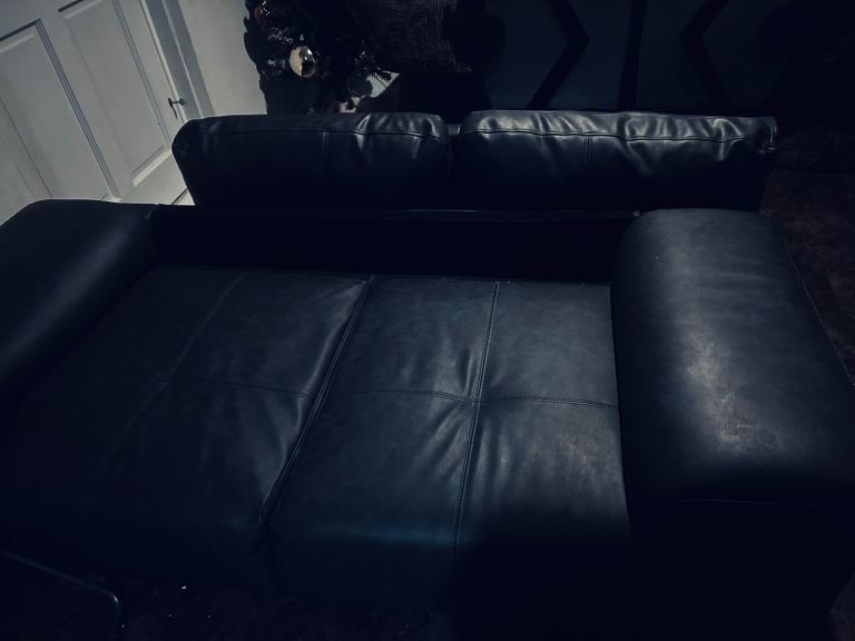 Black leather sofa