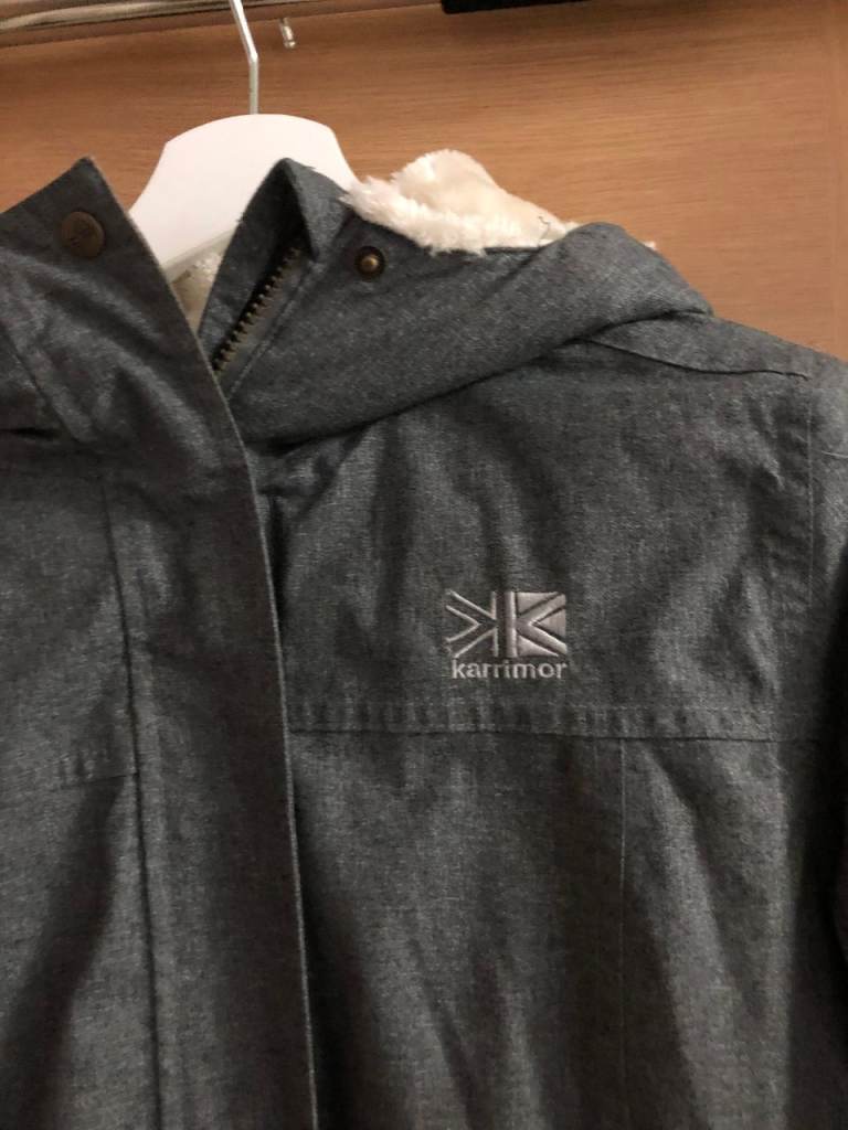 Ladies Women Winter Jackets Coat Karrimor Grey Marl Parka & Red Crane size M 10-12