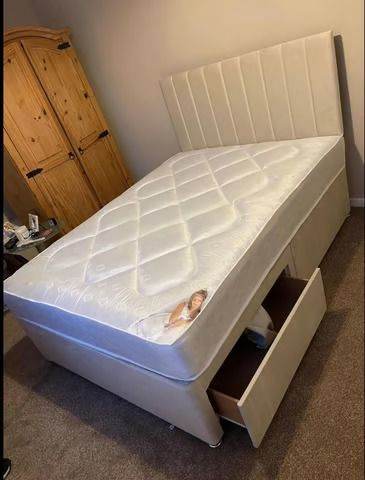 Exclusive Divan 5FT King Size Bed Frame🎈 + Mattress  & Headboard! Price 20% Off Same Day COD ! **