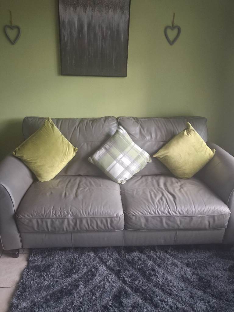 NEXT grey real leather sofa 