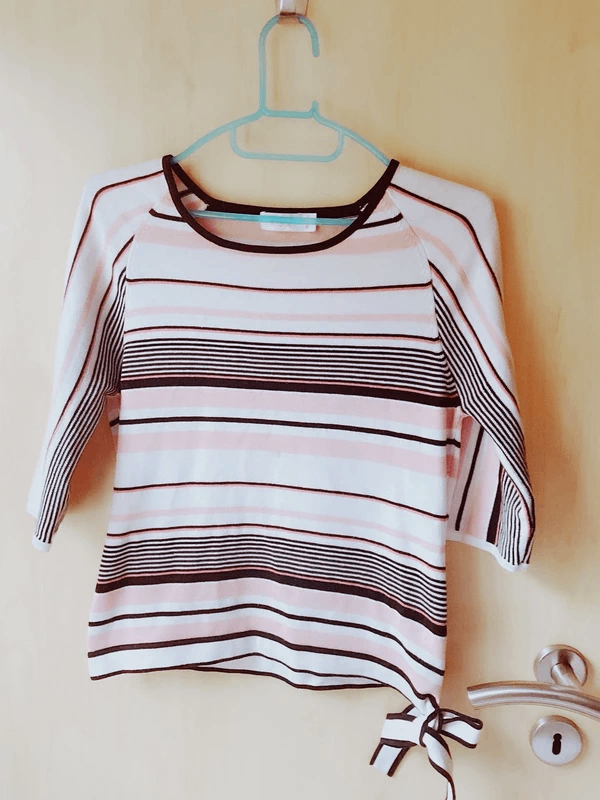 Striped Womens Top with Tie Detail – Good Condition