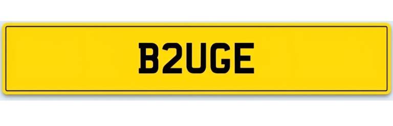 BRUCE BRUCEY Number Plate registration B2UGE, appears like BRUCE or BRUGE