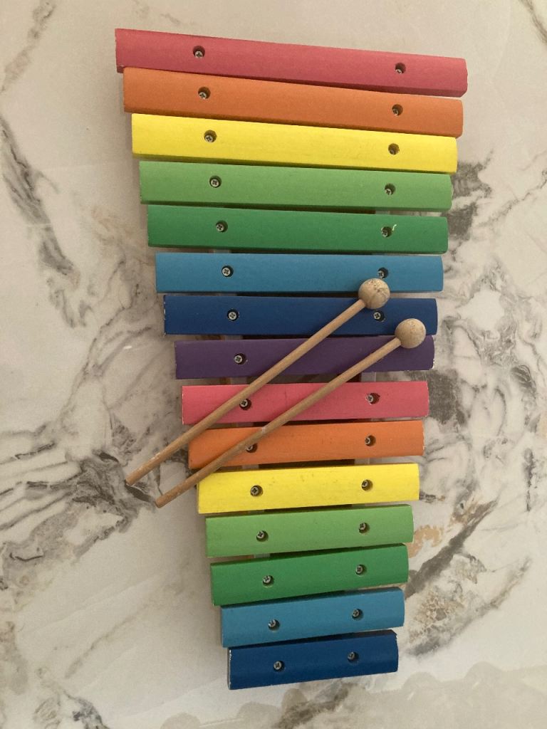 Colourful Wooden Xylophone with Mallets – Good Condition