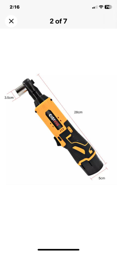 2 Batteries Cordless Right Ratchet 3/8'' 90° 580Nm Electric Power Ratchet Wrench