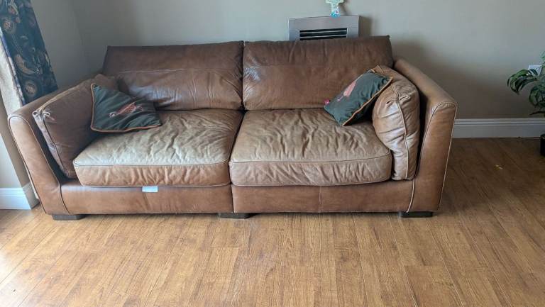 Brown Leather sofa bikes chairs FREE COLLECT STAFFORD 
