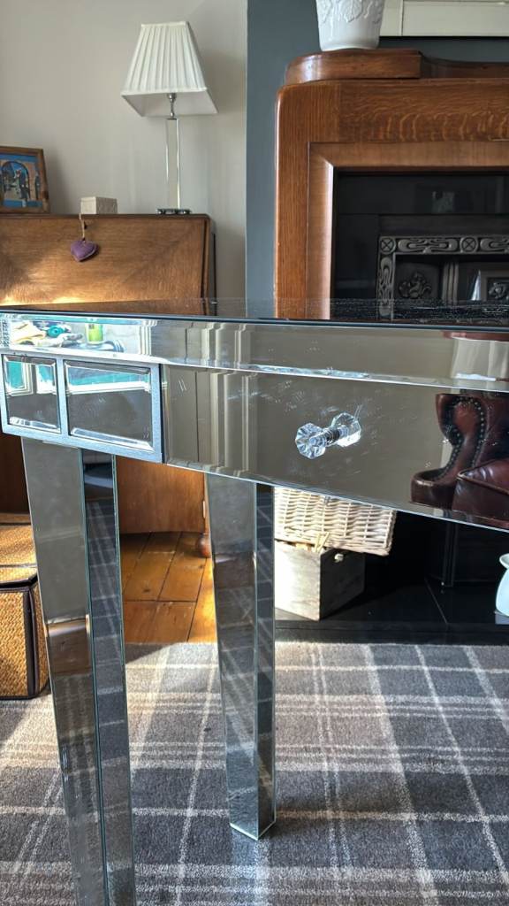 Silver Metal Mirrored Console Table - Almost NEW