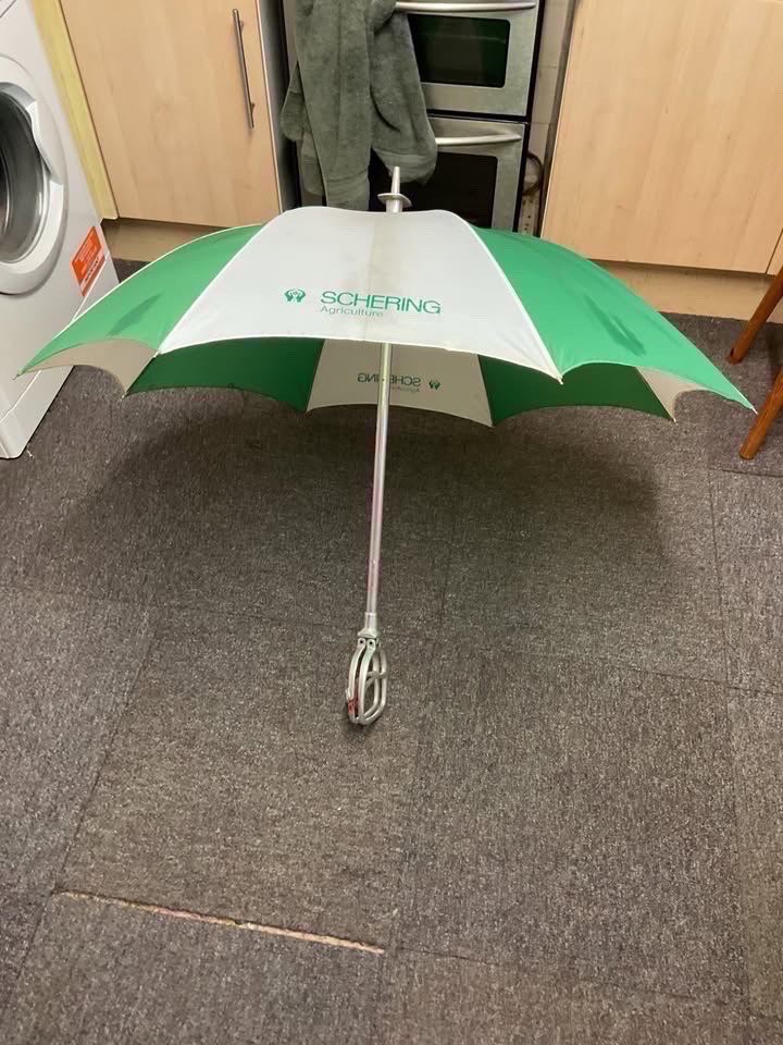 Vintage Schering Agriculture Umbrella Shooting Stick