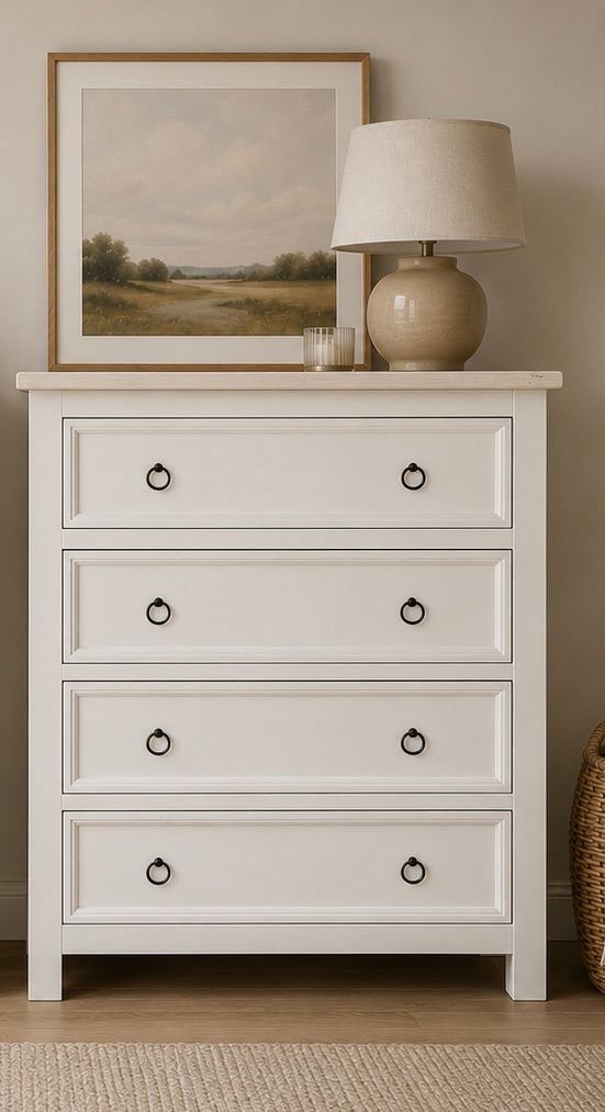 Refurbished Pine 4 Drawer Chest of Drawers – Mocha