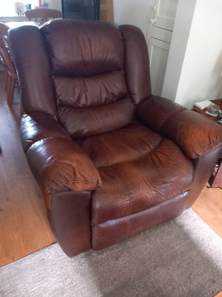 Leather rocking reclining chair