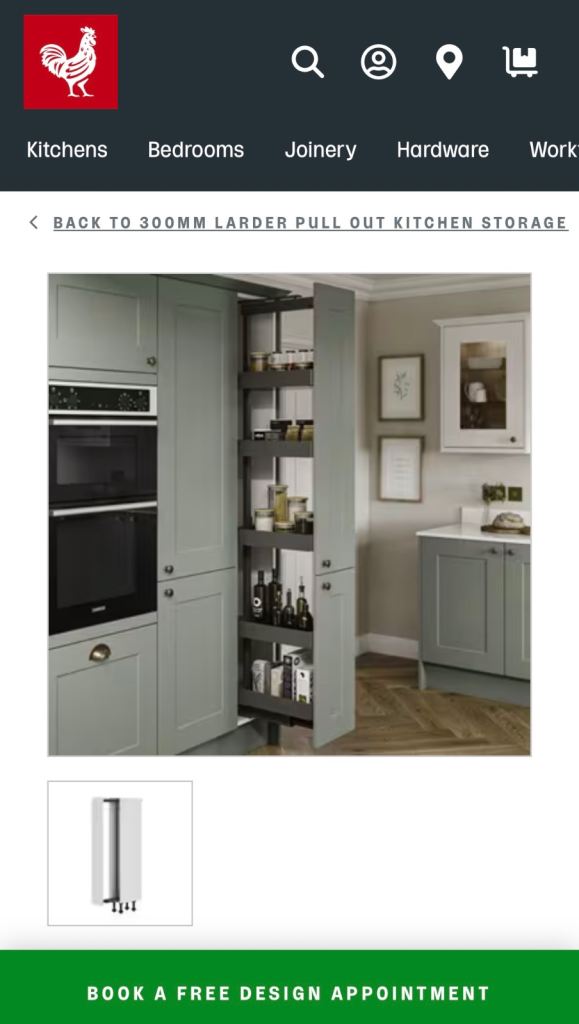 3 x Howdens spare 300mm pull out larder baskets