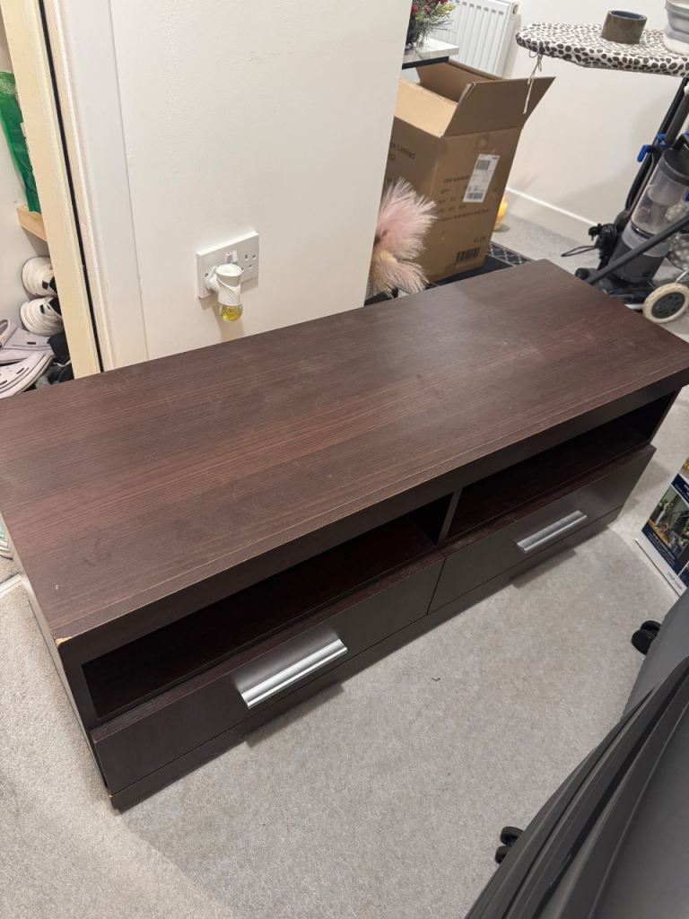 Dark Wood TV Unit and Storage Cabinet Set