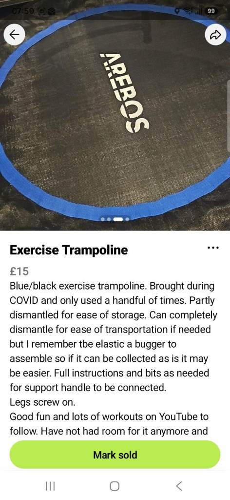 APERBOS Exercise Trampoline – Blue/Black, Good Condition