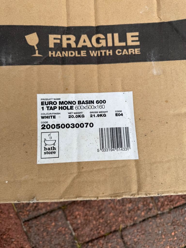 Euro Mono Basin White with chrome towel rail