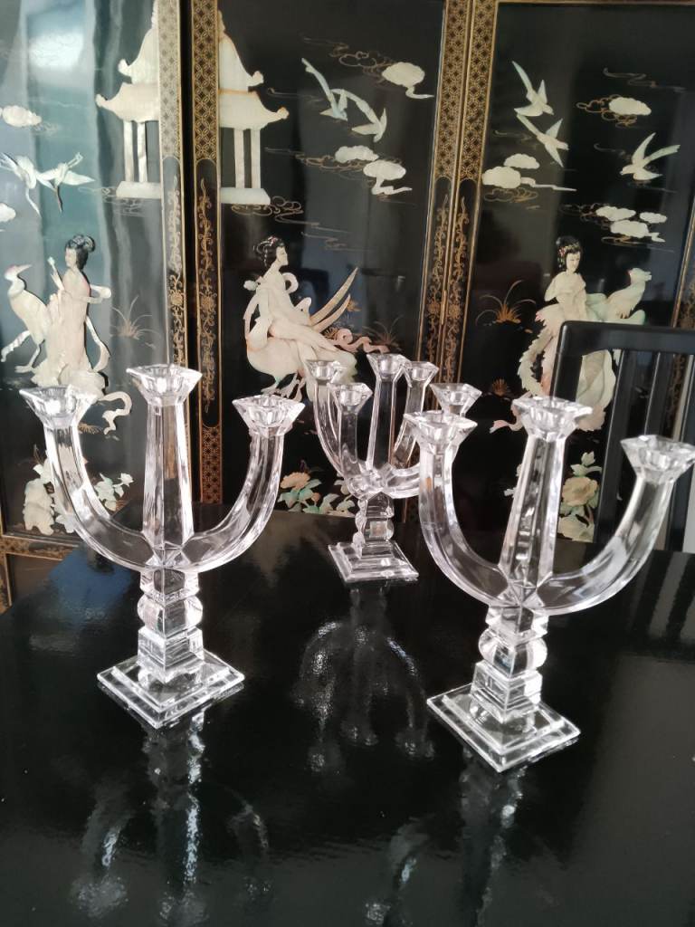 3 piece crystal candle holders