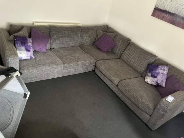 Large Grey Corner Sofa – Used, Some Wear