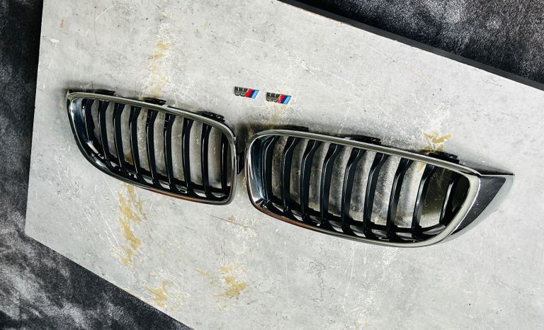 BMW Original Chrome Front Grilles from 2017 F36 Gran Coupe + Side Badges 