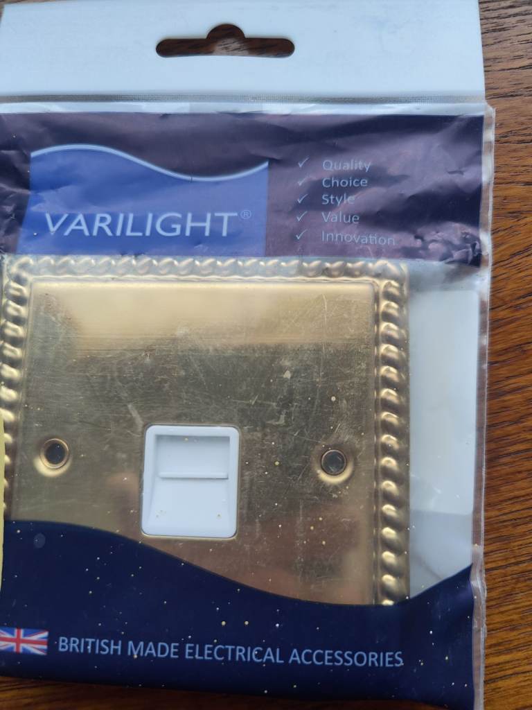 Telephone Extension Socket, Classic Georgian Brass by Varilight