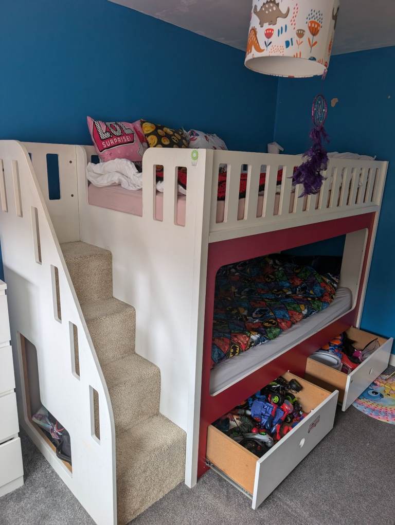 Bunk bed with drawers and under stairs storage 