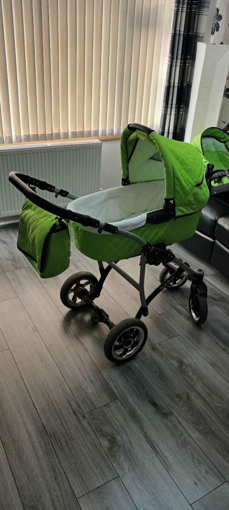 Bario Travel System Pram Pushchair with Car Seat – Green