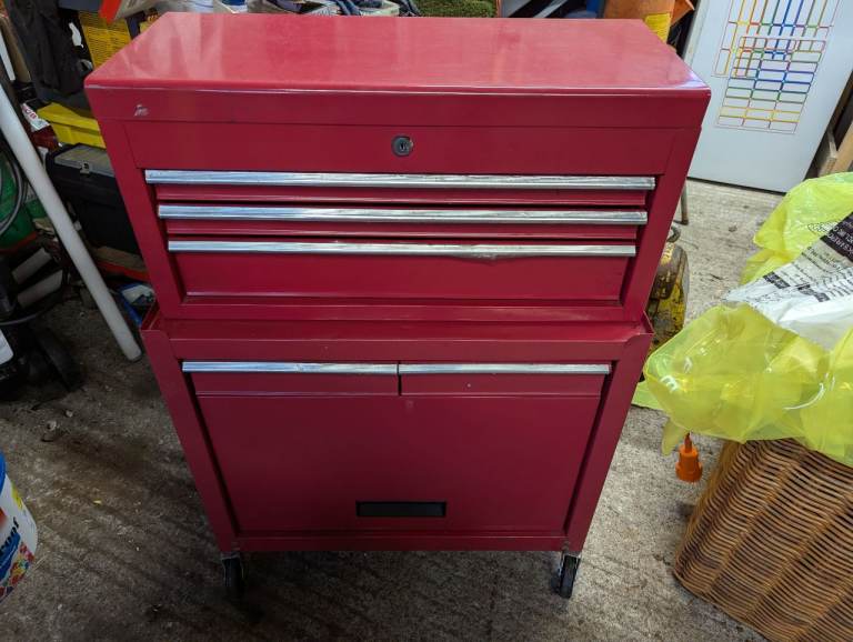Tool chest box on wheels toolbox trolley used