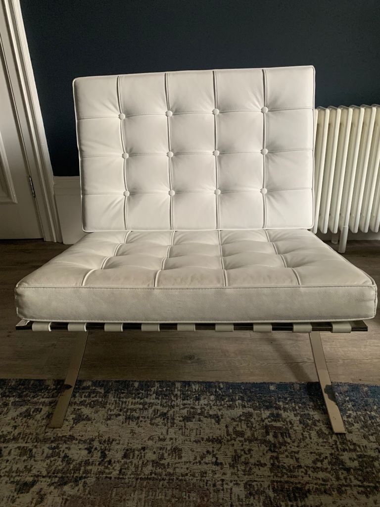 Barcelona style chair and footstool