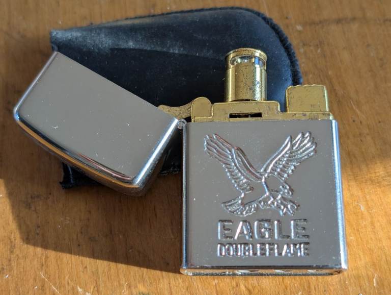 Vintage French Eagle Double Flame Top Lighter Silver