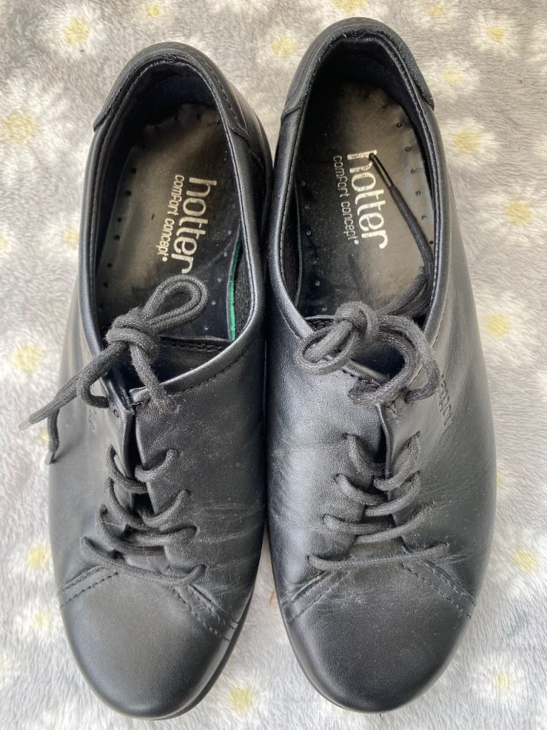 Hotter Comfort Concept Black Leather Shoes UK 5 – Good Condition