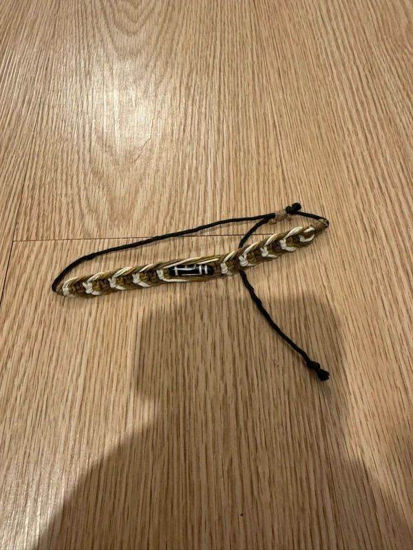 woven adjustable bracelet – braided cord design with central black bead