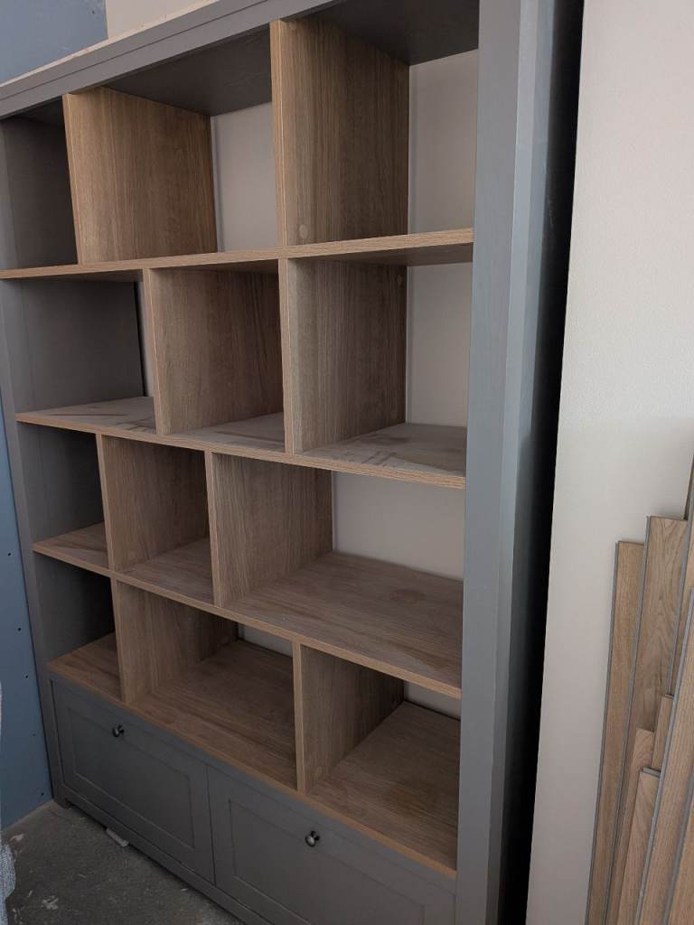 NEXT Modern Grey and Wood Bookshelf Unit with Storage