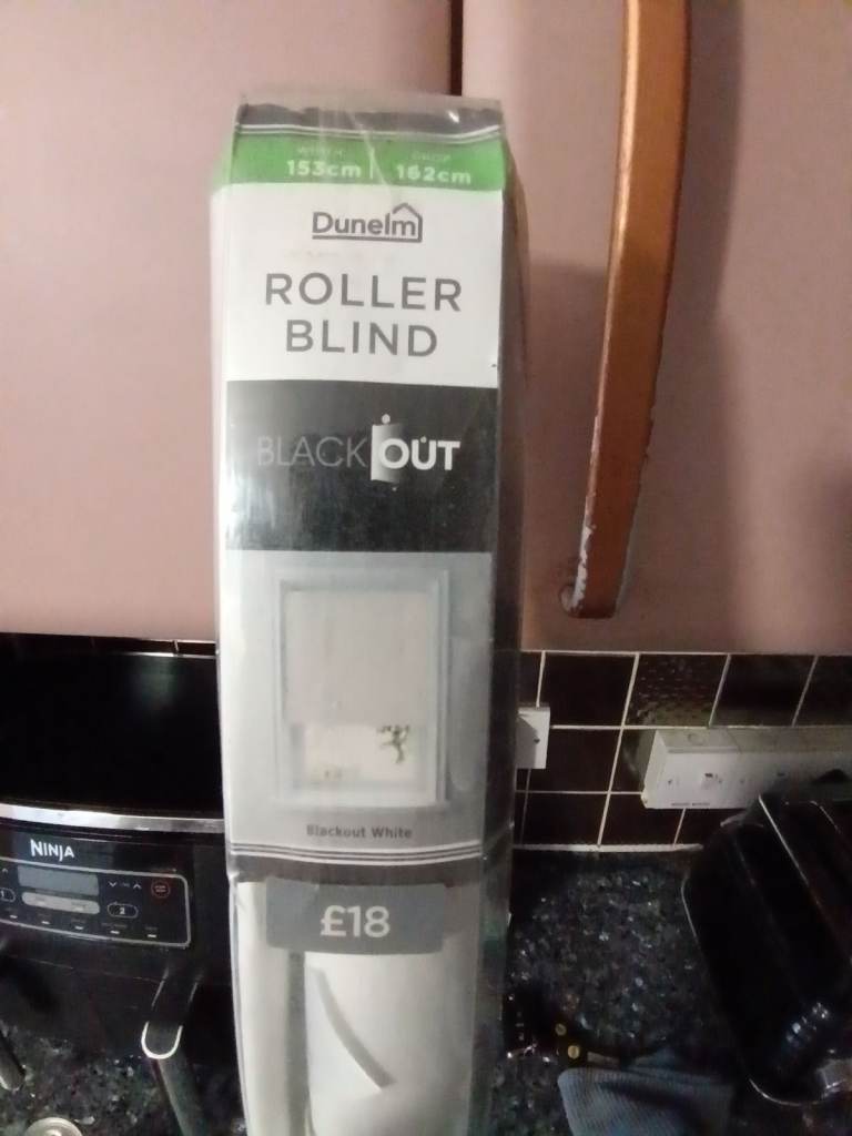 Dunelm Blackout Roller Blind - White, New in Packaging