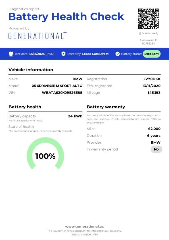 PRISTINE 2020 70 BMW X5 3.0 PETROL HYBRID  xDRIVE 45e - M SPORT - AUTO - 1 OWNER