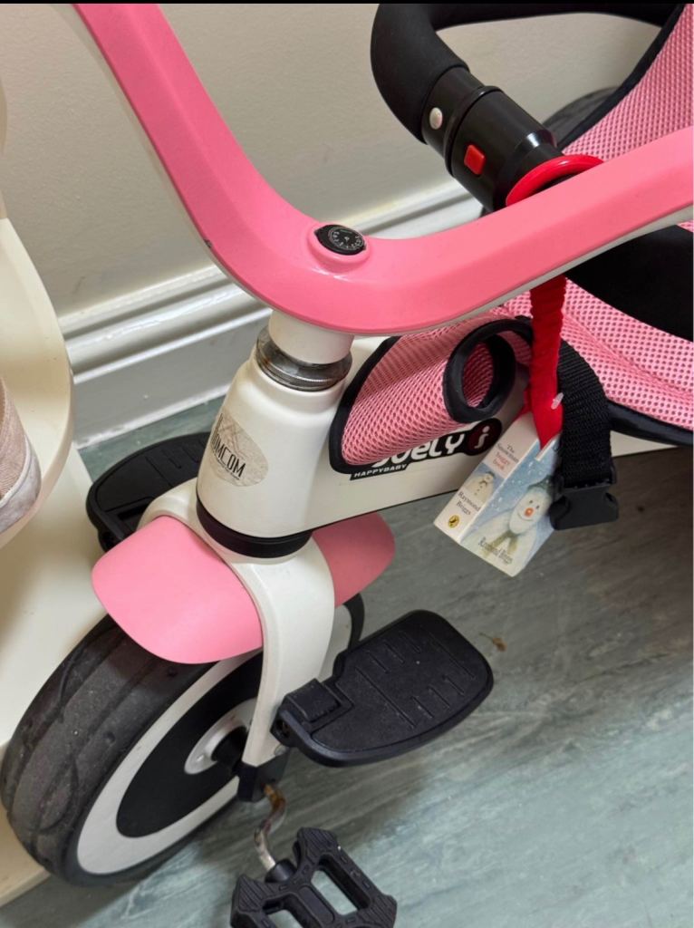 Pink Kids Tricycle with Parent Handle and Canopy – Good Condition
