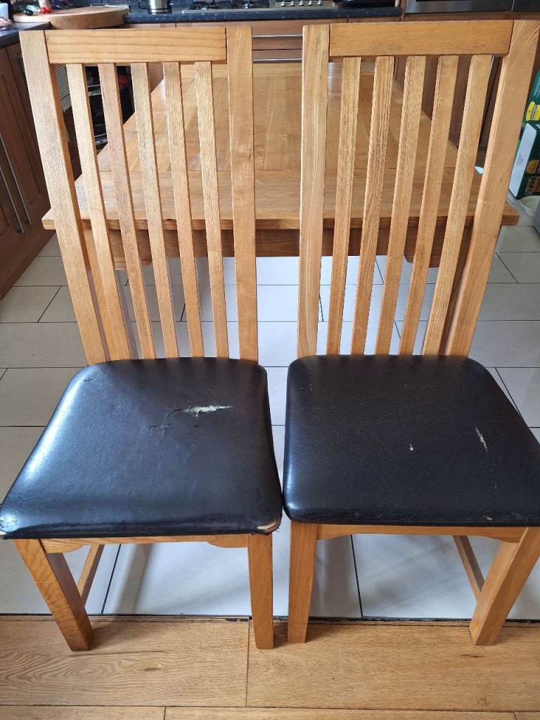 4 x highback solid Beechwood dining chairs